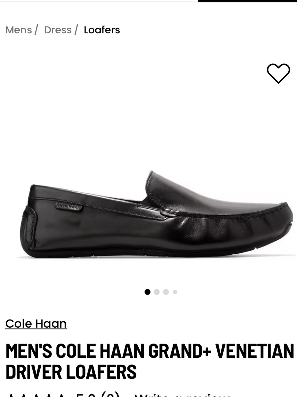 Cole Haan Black Leather Venetian Driver Loafers